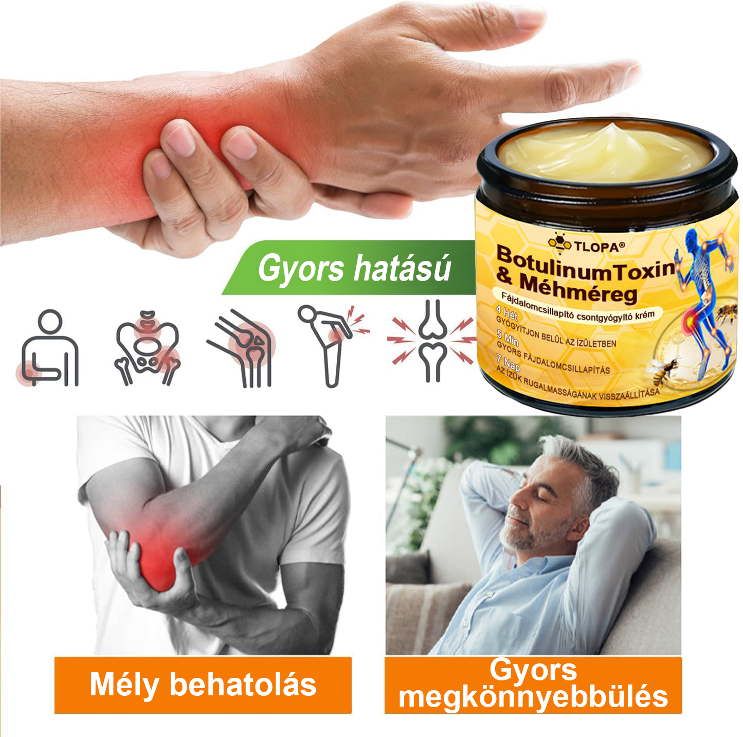 TLOPA® Botulinum Toxin és Méhméreg Fájdalomcsillapító Csontgyógyító Krém🐝🌿 (Kifejezetten időseknek & ortopéd szakorvosok ajánlásával)🔥🔥