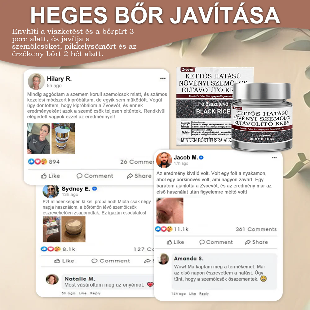 ✅ Zvoevo® Fekete Rizses Bőrregeneráló Krém 👨‍⚕️ (Szemölcsök, bőrkinövések, foltok és hiperpigmentáció kezelésére)🍀